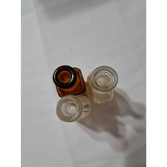 Vintage Small Apothecary Medicine Elixir Glass Bottles 1900s-1938 Amber Clear - Picture 3 of 4